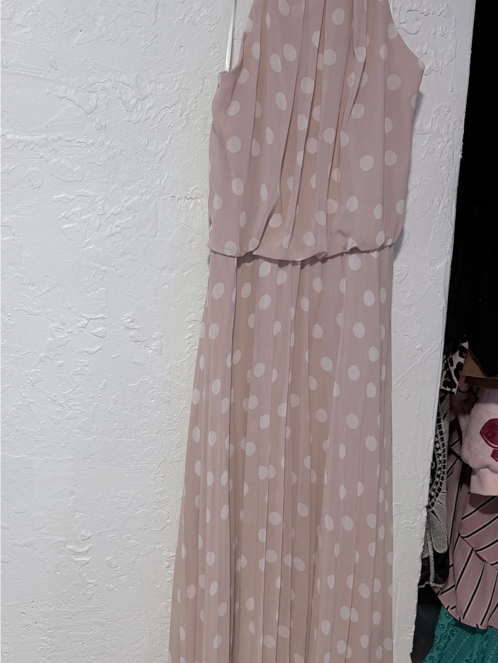 Premier Polka Dot Maxi Dress in Blush Pink and White